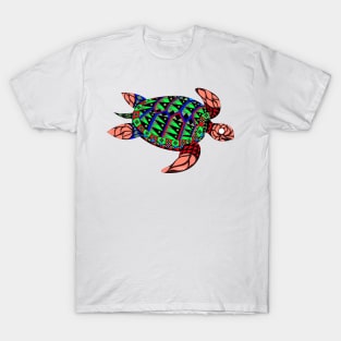 mexican caribbean carey turtle tortoise in ecopop floral ocean of color T-Shirt